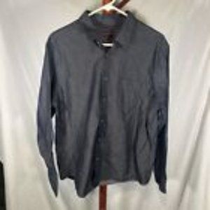 Untuckit Shirt Adult Large Blue Long Sleeve Regular Fit Casual Button Up